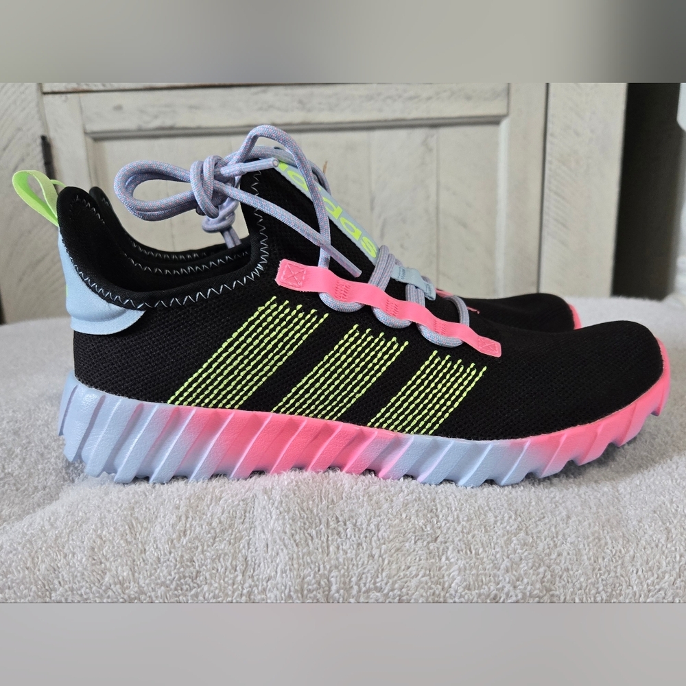 Adidas Kids Black and Neon Pink Sneakers